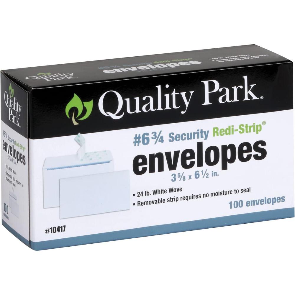imageQuality Park 6 34 SelfSeal Security Envelopes Security Tint and Pattern RediStrip Closure 24lb White Wove 358 x 612 100Box QUA104176 34 358 x 612