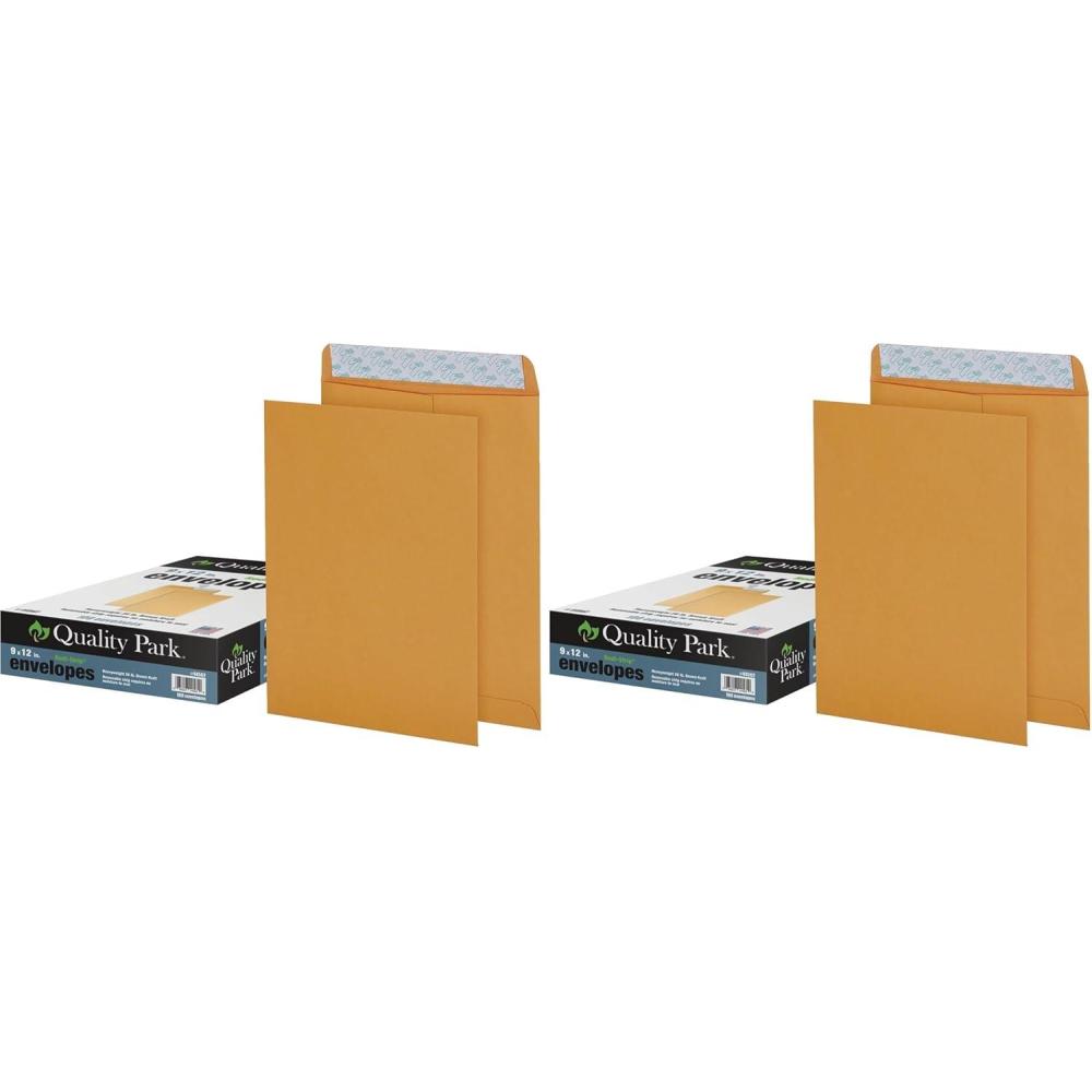 imageQuality Park 9quot x 12quot SelfSeal Catalog Envelopes for Mailing Organizing and Storage Brown Kraft Heavy 28lb Paper 100 Per Box QUA44562100 Count Pack of 2