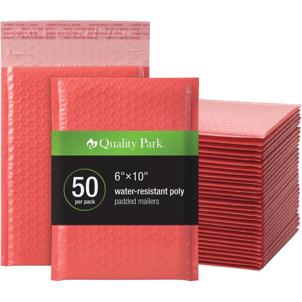 imageQuality Park Bubble Mailers 6 x 9 Inch White Poly Mailers Padded Envelopes Shipping Envelopes Water Resistant Self Seal 50 Per Box QUA85856 Plasticcoral