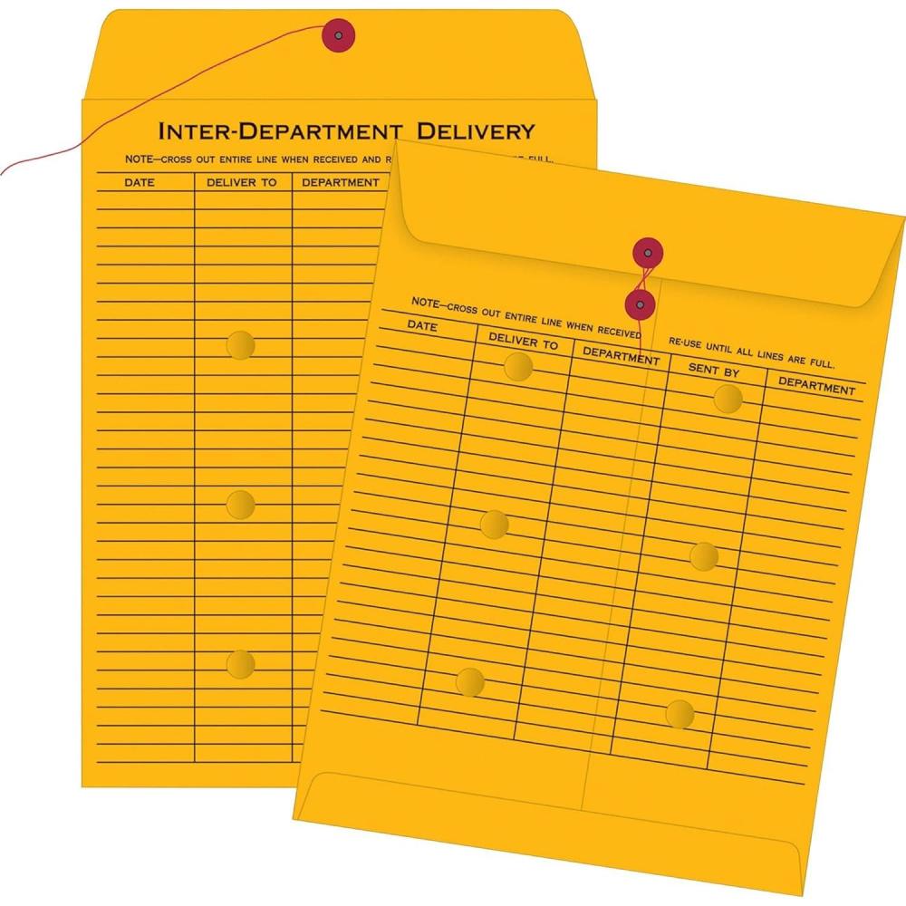 imageQuality Park Interoffice Envelopes String and Button Brown Kraft 10 x 13 100 per Case 63561