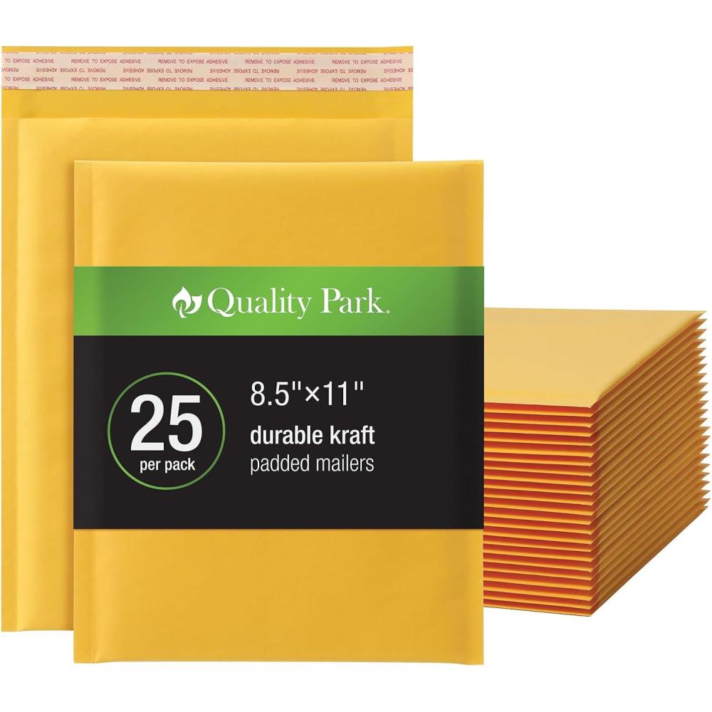 imageQuality Park Large Bubble Mailers 105 x 15 Shipping Envelopes Durable Brown Kraft Padded Envelopes RediStrip Peel Off Closure 25Box QUA8576382511