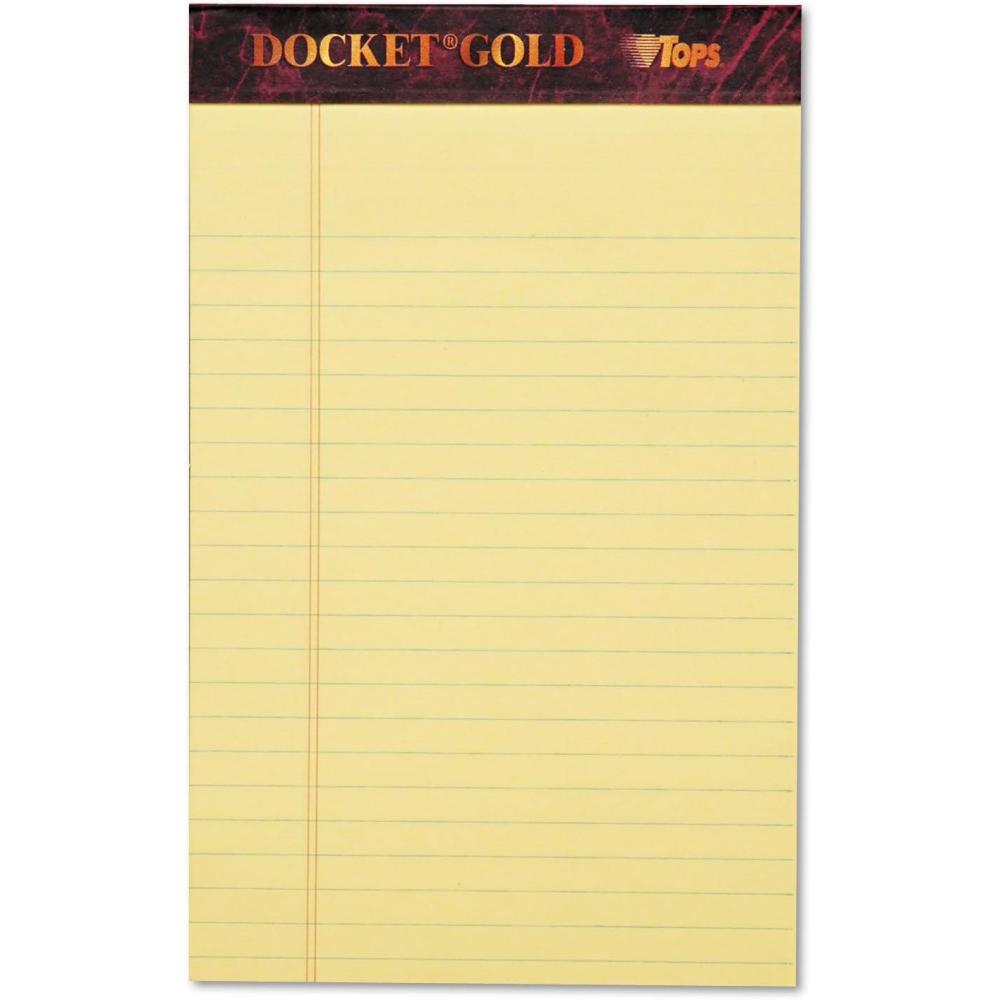 imageTOPS 63950 Docket Ruled Perforated Pads 8 12 x 11 34 Canary 50 Sheets Pack of 125 x 8 Inch
