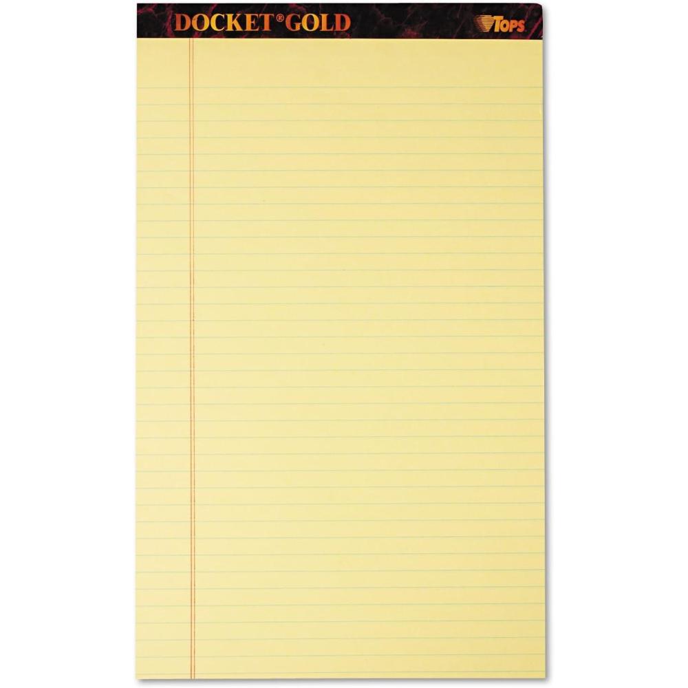 imageTOPS 63950 Docket Ruled Perforated Pads 8 12 x 11 34 Canary 50 Sheets Pack of 1285 x 14 Inch