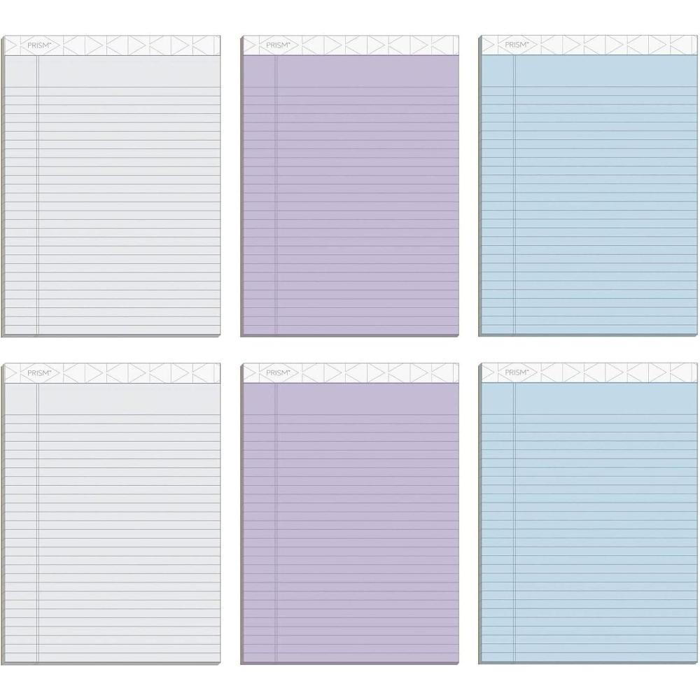 imageTOPS 85 x 11 Legal Pads 6 Pack Prism Brand 2 Gray2 Blue2 Purple Wide Ruled 50 Sheets Per Writing Pad Made in the USA 63116Assorted Pastels