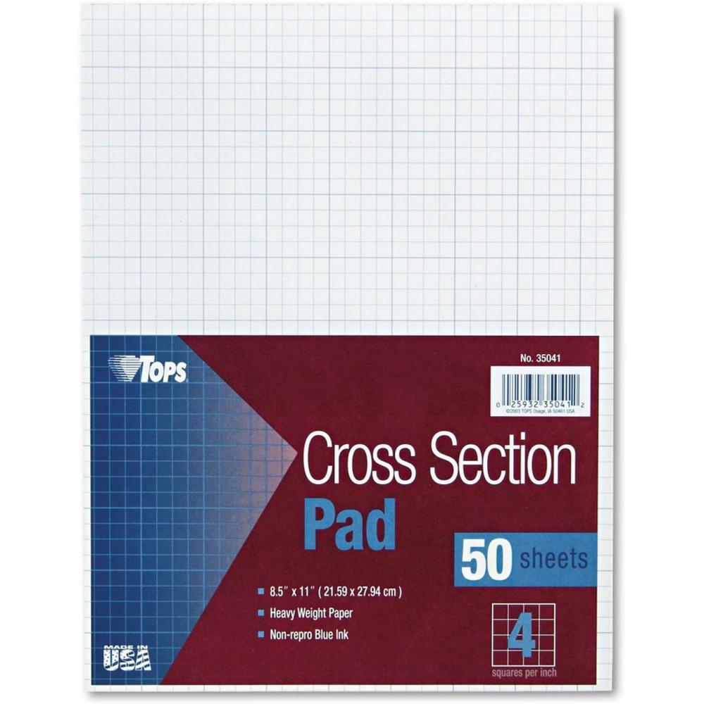 imageTOPS CrossSection Pads 812quot x 11quot Glue Top Graph Rule 10 x 10 50 Sheets 351014 SquaresInch