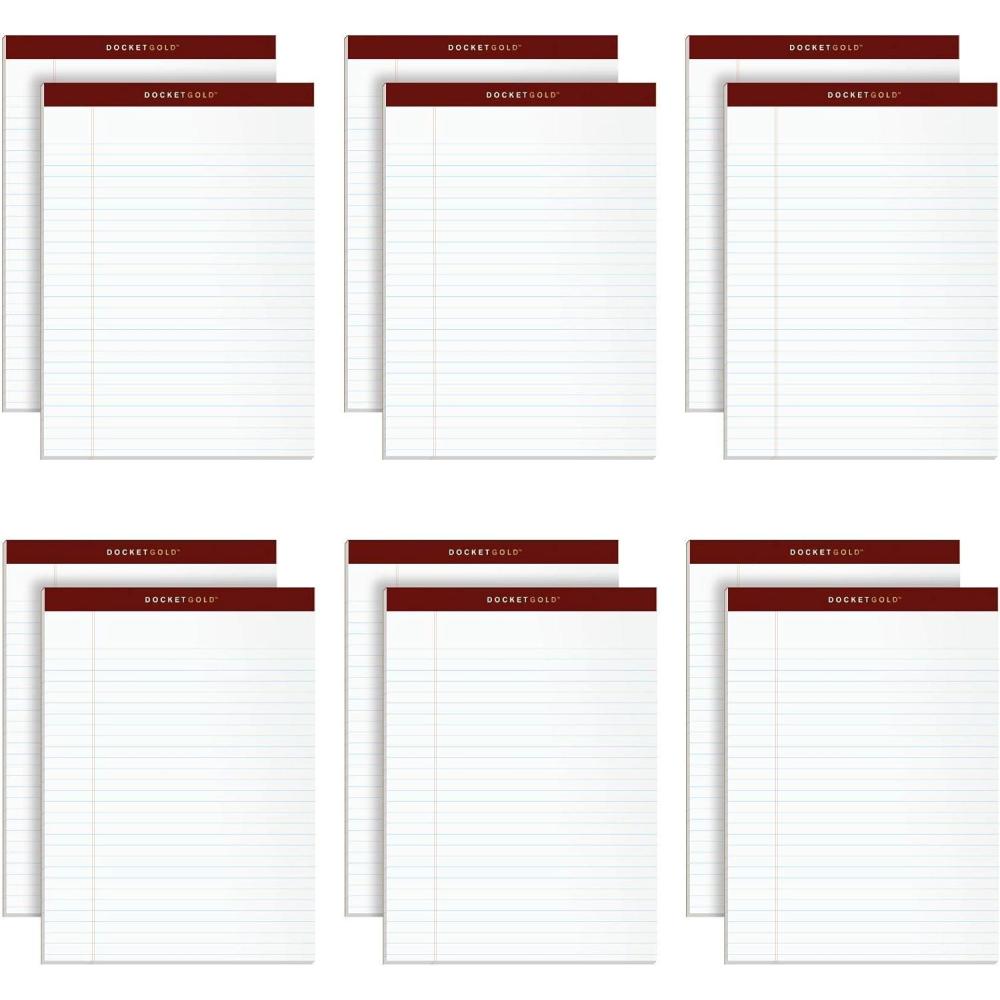 imageTOPS Docket Gold Writing Pads 812 x 1134 Legal Rule White Paper 50 Sheets 12 Pack 6396085 x 1175 Inch