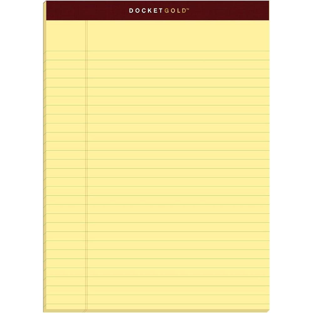 imageTOPS Docket Gold Writing Pads 812quot x 1134quot Legal Rule Canary Paper 50 Sheets 6 Pack 99707 Original Version6 Pack Of 50 Sheets