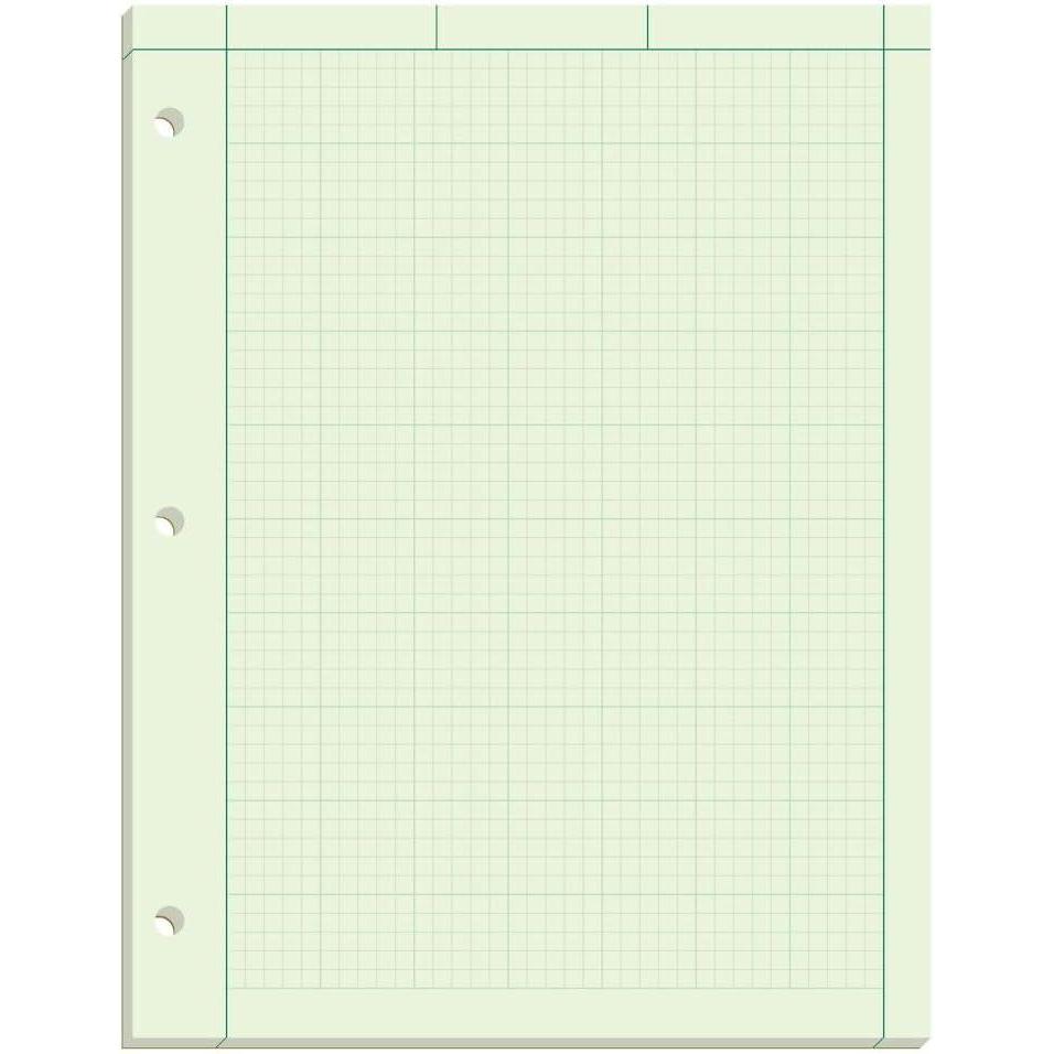 imageTOPS Engineering Computation Pad 812quot x 11quot Glue Top 5 x 5 Graph Rule on Back Green Tint Paper 3Hole Punched 100 Sheets 35500100 Count Pack of 1