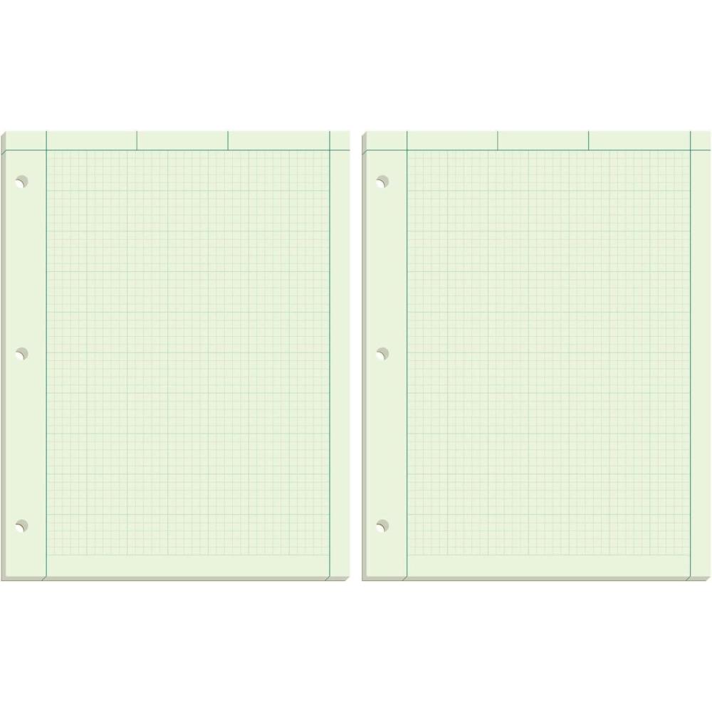 imageTOPS Engineering Computation Pad 812quot x 11quot Glue Top 5 x 5 Graph Rule on Back Green Tint Paper 3Hole Punched 100 Sheets 35500100 Count Pack of 2
