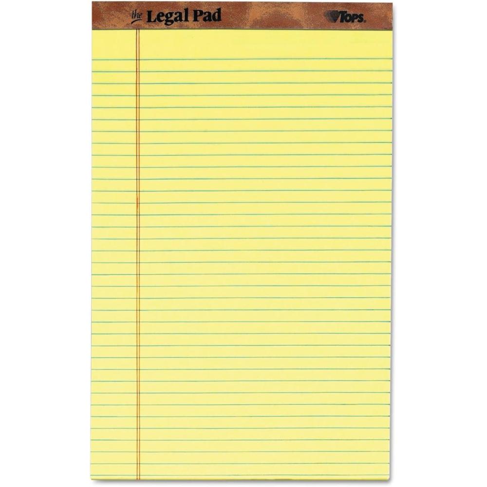 imageTOPS The Legal Pad Writing Pads 812quot x 14quot Canary Paper Legal Rule 50 Sheets 12 Pack 7572812 x 14 Pack of 6