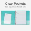 Cardinal 3 Ring Binders, Binders for School and Office, Durable 1.5 Inch, Round Rings, Holds 350 Sheets, ClearVue Presentation View, Non-Stick, Assorted Pastel Colors, 4 Pack (79552)(Tropical Colors)