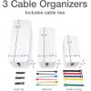 Oxford Cable Management Boxes, 3 Pack, Small, Medium, Large, 15 Cable Ties (Hook & Loop, Silicone,Twist Ties), Power Strip Organizer, White (27800)