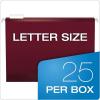 Pendaflex 04152 1/5 BLA Reinforced Hanging File Folders, Letter Size, Black, 1/5 Cut, 25/BX (4152 1/5 BLA)(Burgundy)