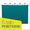 Pendaflex 04152 1/5 BLA Reinforced Hanging File Folders, Letter Size, Black, 1/5 Cut, 25/BX (4152 1/5 BLA)(Teal)