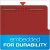 Pendaflex Recycled Classification File Folders, 2 Dividers, 2″ Embedded Fasteners, 2/5 Tab Cut, Legal Size, Light Green, Box of 10 (29076R)(Red)