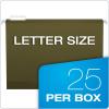 Pendaflex Reinforced Hanging Folders, Letter Size, Standard Green, 1/5 Cut, Includes Tabs and Inserts, 25/Box (41521AMZ)(Classic)