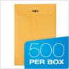 Quality Park 6 x 9 Clasp Envelopes, Clasp and Gummed Closures for Storing or Mailing, 28 lb Kraft Paper, Bulk Dispenser Box, 500/Carton (QUA37555)