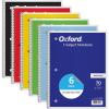 Oxford Spiral Notebook 6 Pack, Bulk Wide Ruled Spiral Notebooks for School, 1 Subject Journal, Wide Ruled Paper, 8 x 10-1/2 Inch, Blue, Yellow, Red, Light Blue, Green and Black, 70 Sheets (65010)(6 Count (Pack of 1))