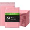Quality Park Bubble Mailers, 6 x 9 Inch, White Poly Mailers, Padded Envelopes, Shipping Envelopes, Water Resistant, Self Seal, 50 Per Box (QUA85856), Plastic(Light Pink)