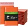 Quality Park Bubble Mailers, 6 x 9 Inch, White Poly Mailers, Padded Envelopes, Shipping Envelopes, Water Resistant, Self Seal, 50 Per Box (QUA85856), Plastic(Orange)