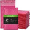 Quality Park Bubble Mailers, 6 x 9 Inch, White Poly Mailers, Padded Envelopes, Shipping Envelopes, Water Resistant, Self Seal, 50 Per Box (QUA85856), Plastic(Pink)