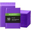 Quality Park Bubble Mailers, 6 x 9 Inch, White Poly Mailers, Padded Envelopes, Shipping Envelopes, Water Resistant, Self Seal, 50 Per Box (QUA85856), Plastic(Purple)