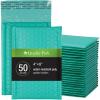 Quality Park Bubble Mailers, 6 x 9 Inch, White Poly Mailers, Padded Envelopes, Shipping Envelopes, Water Resistant, Self Seal, 50 Per Box (QUA85856), Plastic(Teal)