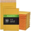 Quality Park Bubble Mailers, 6 x 9 Shipping Envelopes, Self-Seal, Durable Brown Kraft Padded Envelopes, Redi-Strip Peel Off Closure, 50 Per Box (QUA85755)(4 x 8)