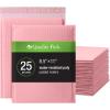 Quality Park Bubble Mailers, 8.25 x 11 Shipping Envelopes, Water Resistant White Poly Padded Envelopes, Redi-Strip Peel Off Closure, 25/Box (QUA85859)(Light Pink)