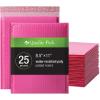 Quality Park Bubble Mailers, 8.25 x 11 Shipping Envelopes, Water Resistant White Poly Padded Envelopes, Redi-Strip Peel Off Closure, 25/Box (QUA85859)(Pink)