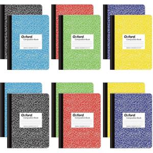 Oxford Composition Notebooks, Wide Ruled Paper, 9-3/4″ x 7-1/2″, Assorted Marble Covers, 100 Sheets, 12 per Pack, Colors May Vary (63794)