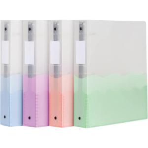 Oxford Wave Binders, Binders for School and Office, Strong Flexible Poly, 4 Wave Pockets, 4 Assorted Colors, Transluscent Covers, Holds up to 350 Sheets, 1.5 inch Binder, 4-Pack (91091)