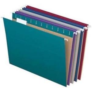 Pendaflex Recycled Hanging File Folders, Letter Size, Assorted Jewel-Tone Colors, Two-Tone for Foolproof Filing, 1/5-Cut Tabs, 25 Per Box (81667)(Folders)