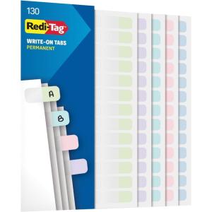 Redi-Tag Write-On Tabs, Permanent Adhesive Index Tabs, Assorted Primary Colors: Yellow, Orange, Red, Blue and Green, 1″ x 7/16″, 130 Pack (1009302)(Pastel)