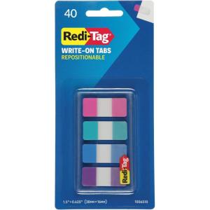 Redi-Tag Write-On Tabs, Repositionable Tabs for Binders and Planners, Removable Pop Up Tags, 4 Calming Colors, 1″ x 1.5″, 88 Per Pack (1006508)(4 Vivid Colors)