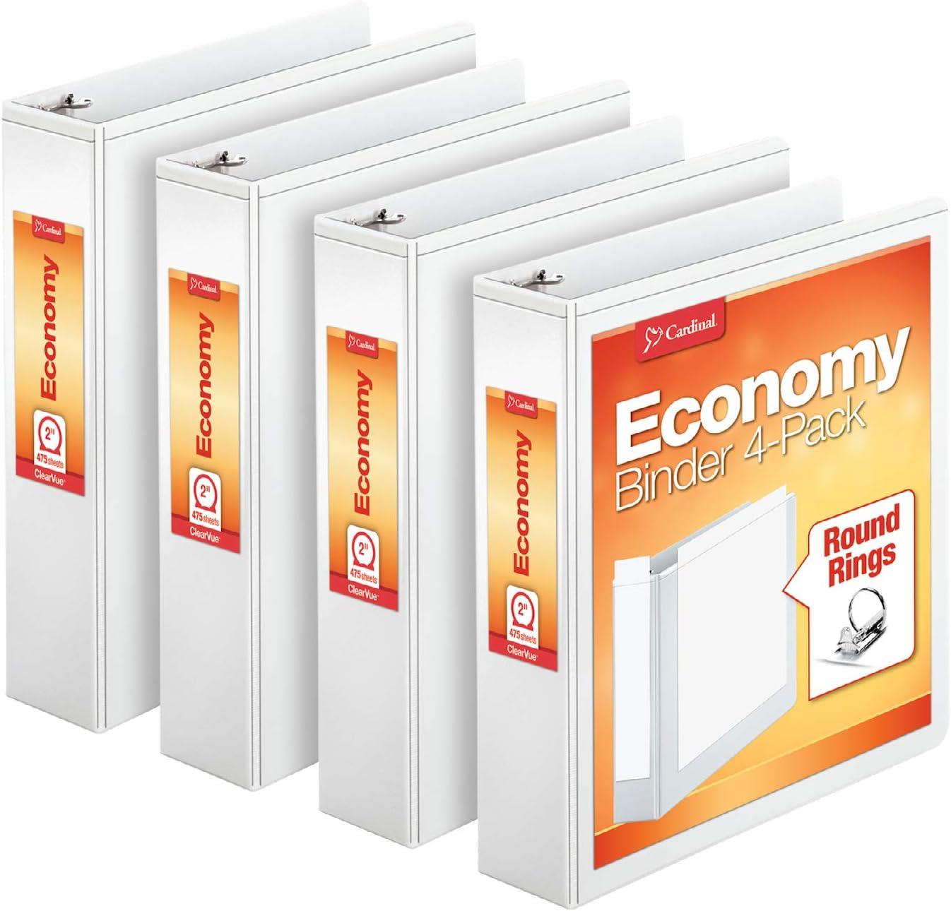 imageCardinal Performer 3Ring Binders 3quot NonLocking SlantD Rings 725Sheet Capacity ClearVue Presentation NonStick PVCFree White 4Pack 27600White