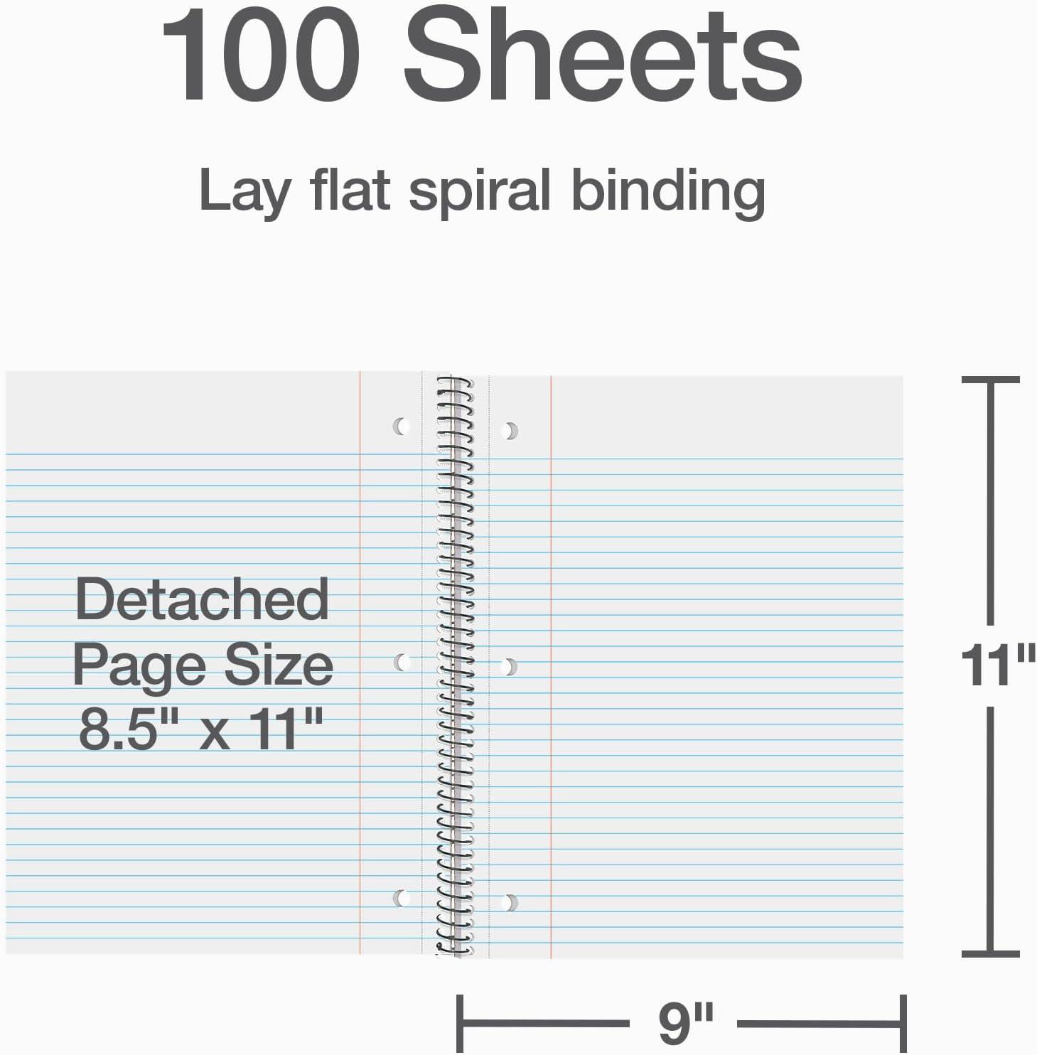 imageOxford 1 Subject Spiral Notebook Notebook for School Plastic Covers Back to School Supplies College Ruled 100 Sheets 5 Pack Assorted Primary Colors Black Blue Red Green and Yellow 1009289