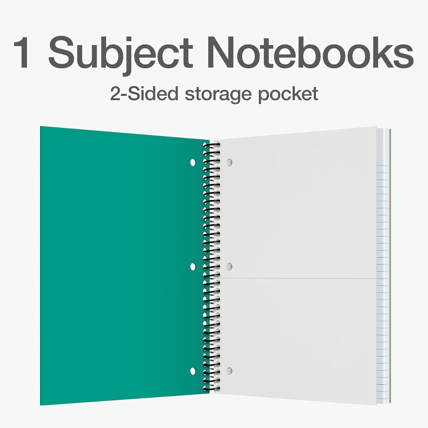 imageOxford 1 Subject Spiral Notebook Notebook for School Plastic Covers Back to School Supplies College Ruled 100 Sheets 5 Pack Assorted Primary Colors Black Blue Red Green and Yellow 1009289