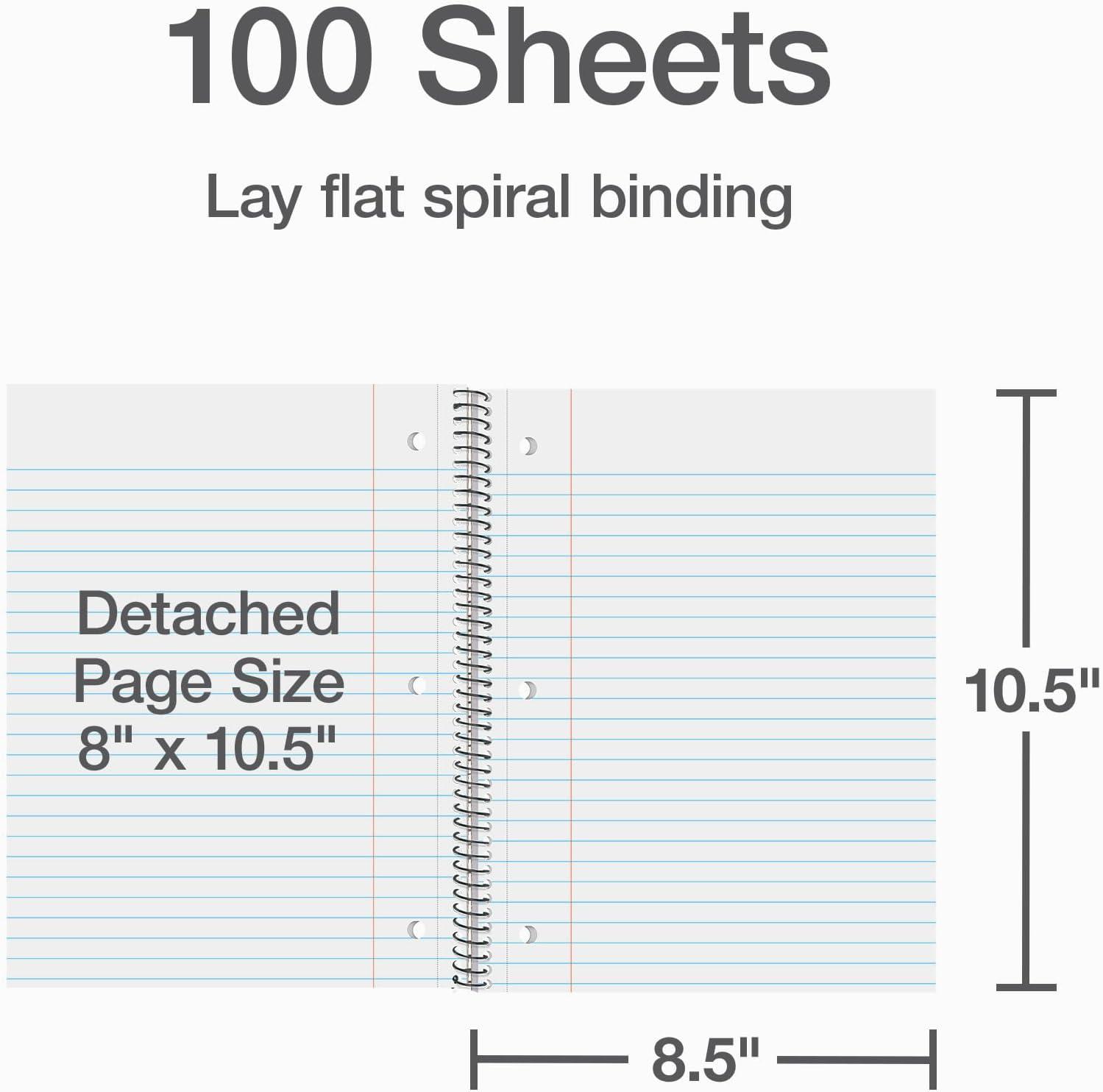 imageOxford 1 Subject Spiral Notebook Notebooks for School Plastic Covers Back to School Supplies Wide Ruled 100 Sheets 5 Pack Assorted Pastel Colors Blue Green Yellow Pink and Purple 1009292