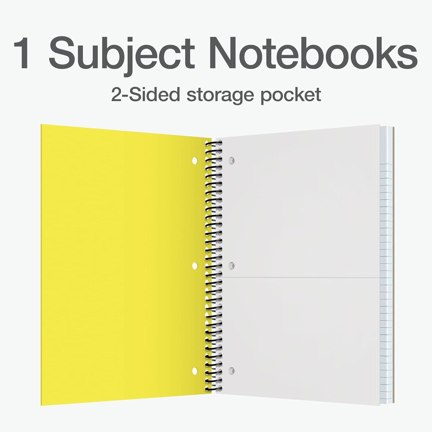 imageOxford 1 Subject Spiral Notebook Notebooks for School Plastic Covers Back to School Supplies Wide Ruled 100 Sheets 5 Pack Assorted Pastel Colors Blue Green Yellow Pink and Purple 1009292