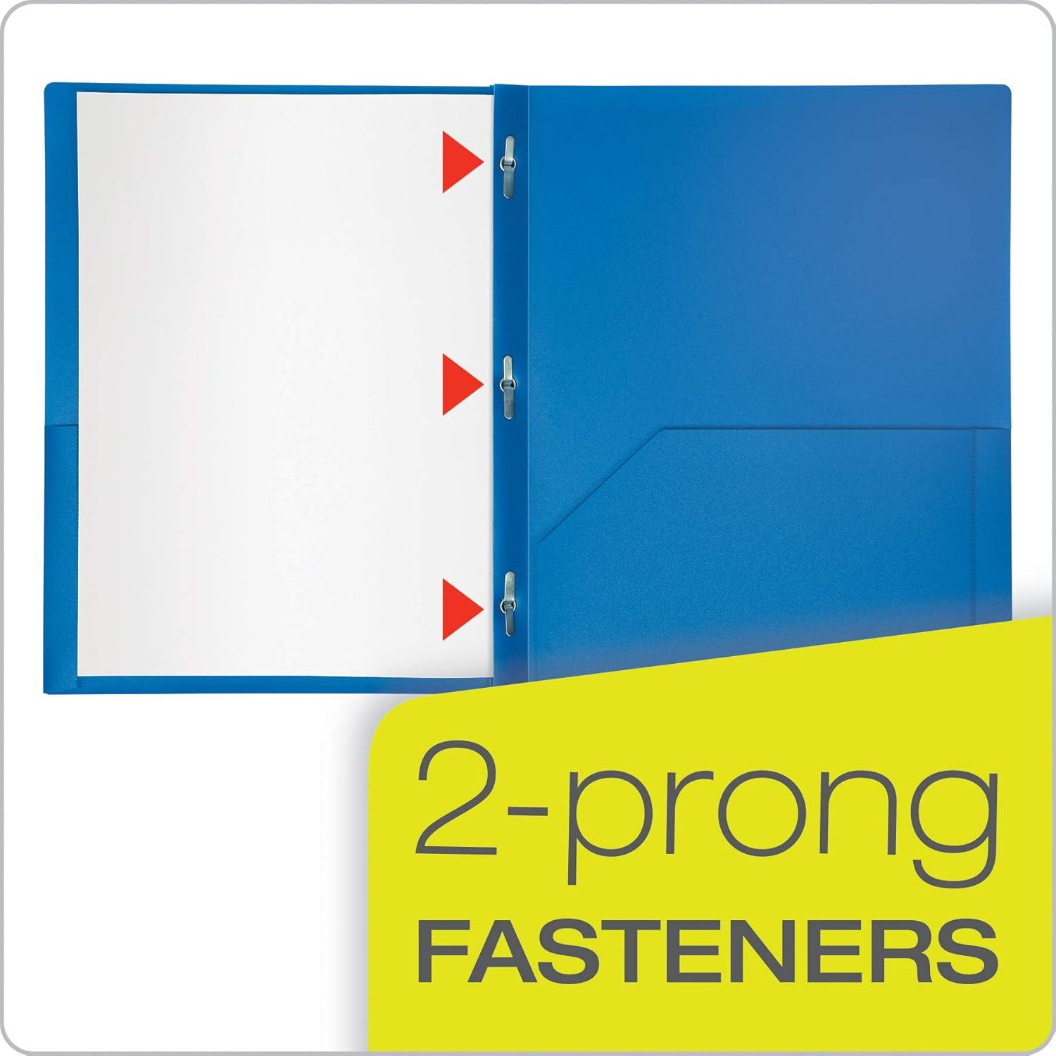 imageOxford 2 Pocket Folders with Fasteners Sturdy Plastic Folders Letter Size Asstd Colors Blue Green Yellow Orange Red Purple 6 Pack 13189Multicolor