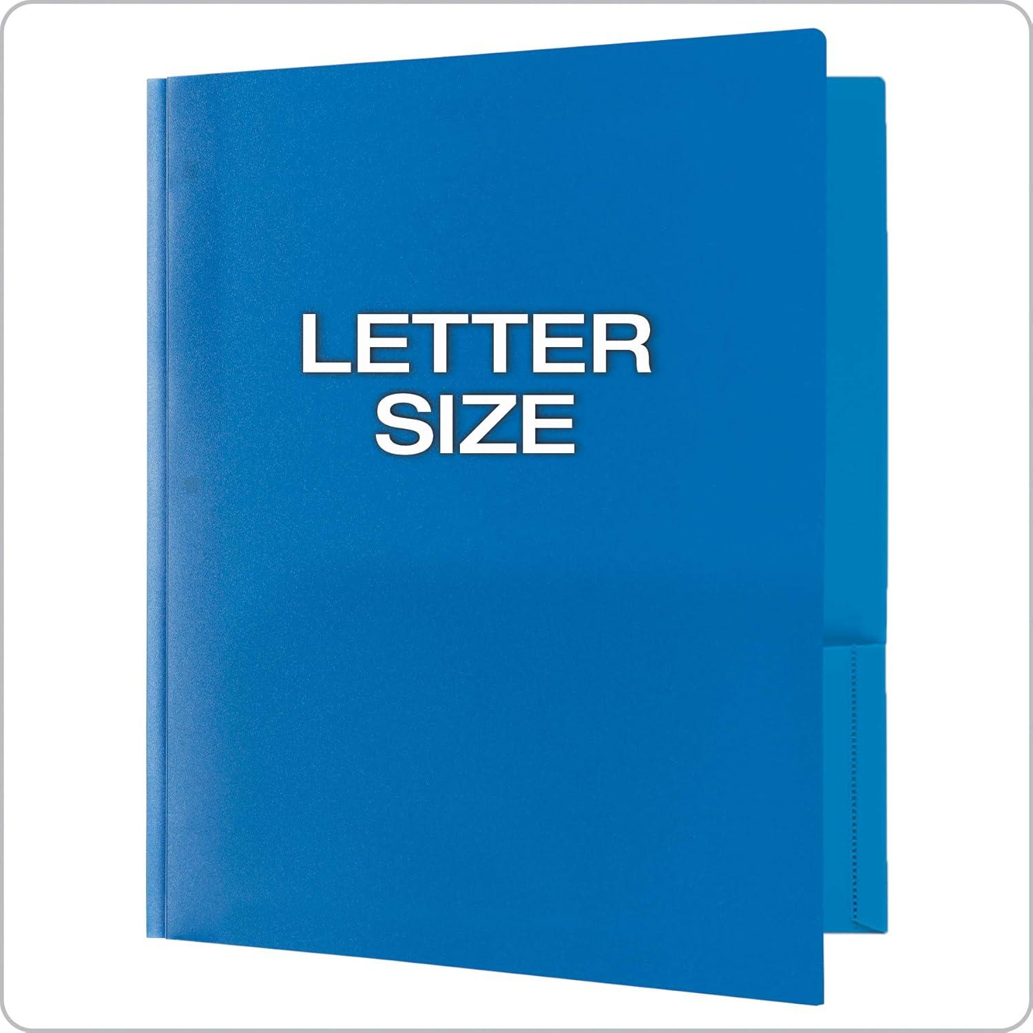 imageOxford 2 Pocket Folders with Fasteners Sturdy Plastic Folders Letter Size Asstd Colors Blue Green Yellow Orange Red Purple 6 Pack 13189Multicolor