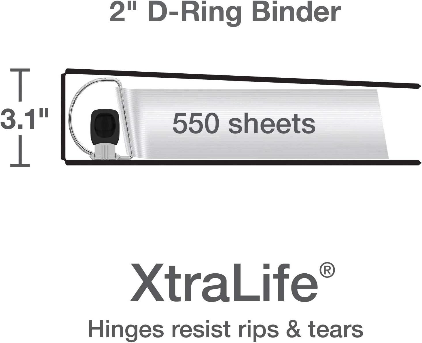 imageOxford 3 Ring Binders 2 Inch ONETouch Easy Open D Rings 3Sided View Binder Covers Xtralife Hinge NonStick PVCFree Assorted Colors 530Sheet Capacity 4 Pack 79912