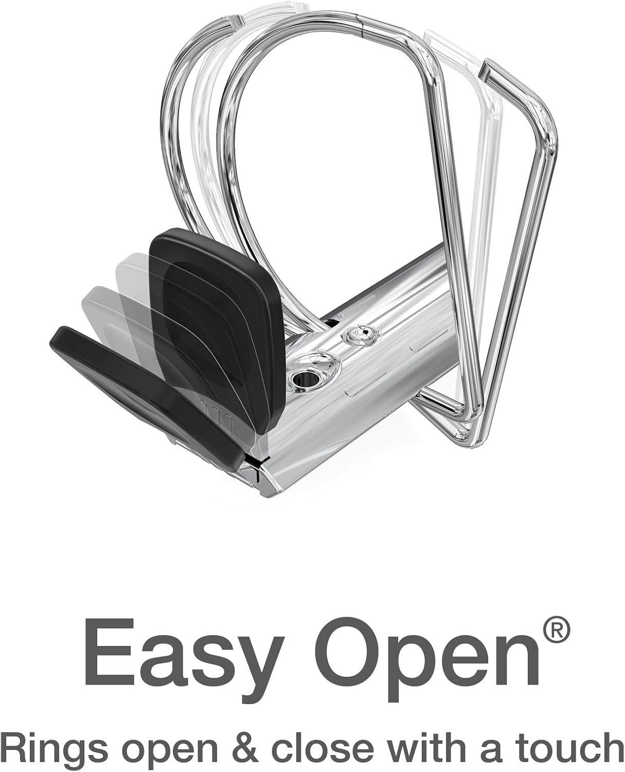 imageOxford 3 Ring Binders 2 Inch ONETouch Easy Open D Rings 3Sided View Binder Covers Xtralife Hinge NonStick PVCFree Assorted Colors 530Sheet Capacity 4 Pack 79912