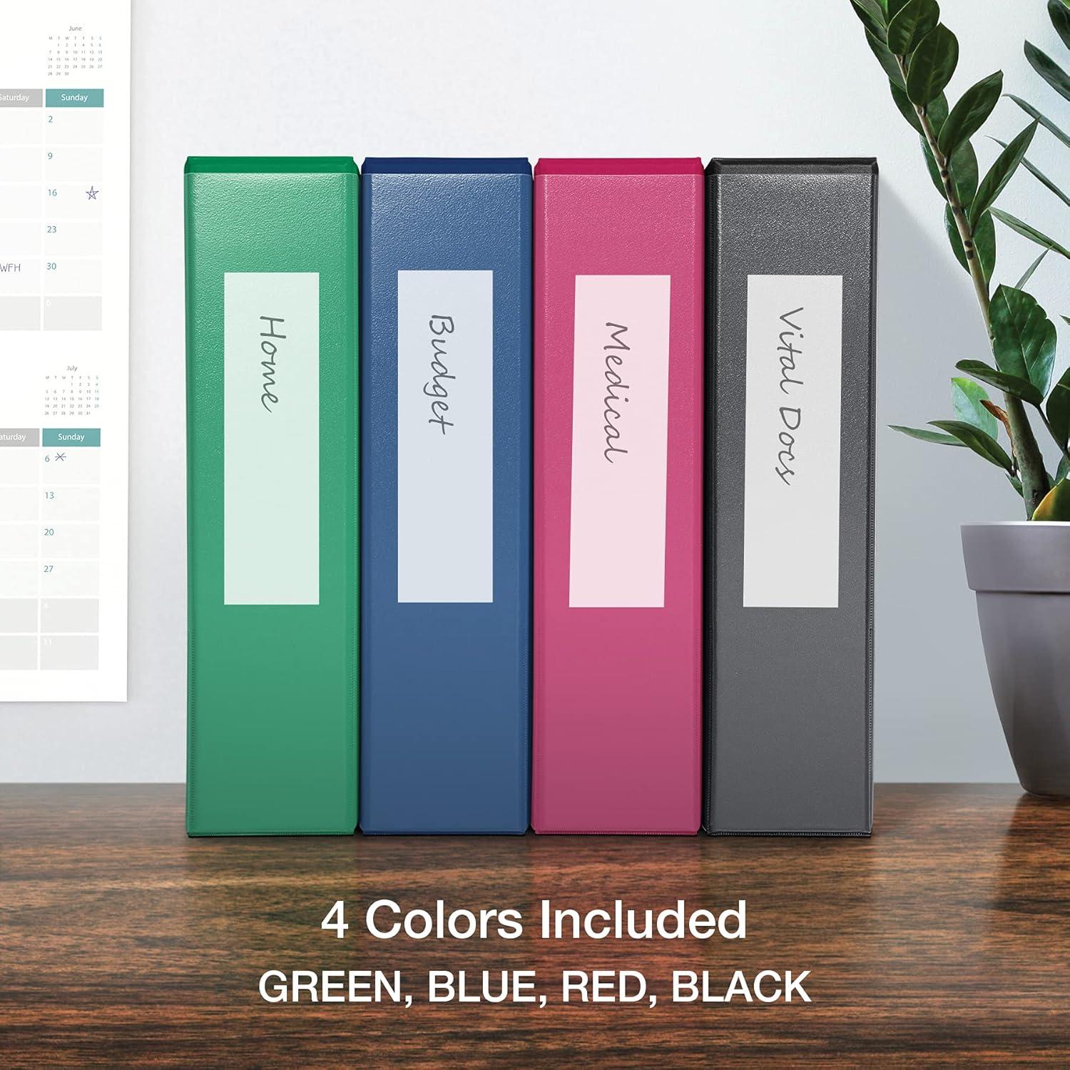 imageOxford 3 Ring Binders 2 Inch ONETouch Easy Open D Rings 3Sided View Binder Covers Xtralife Hinge NonStick PVCFree Assorted Colors 530Sheet Capacity 4 Pack 79912