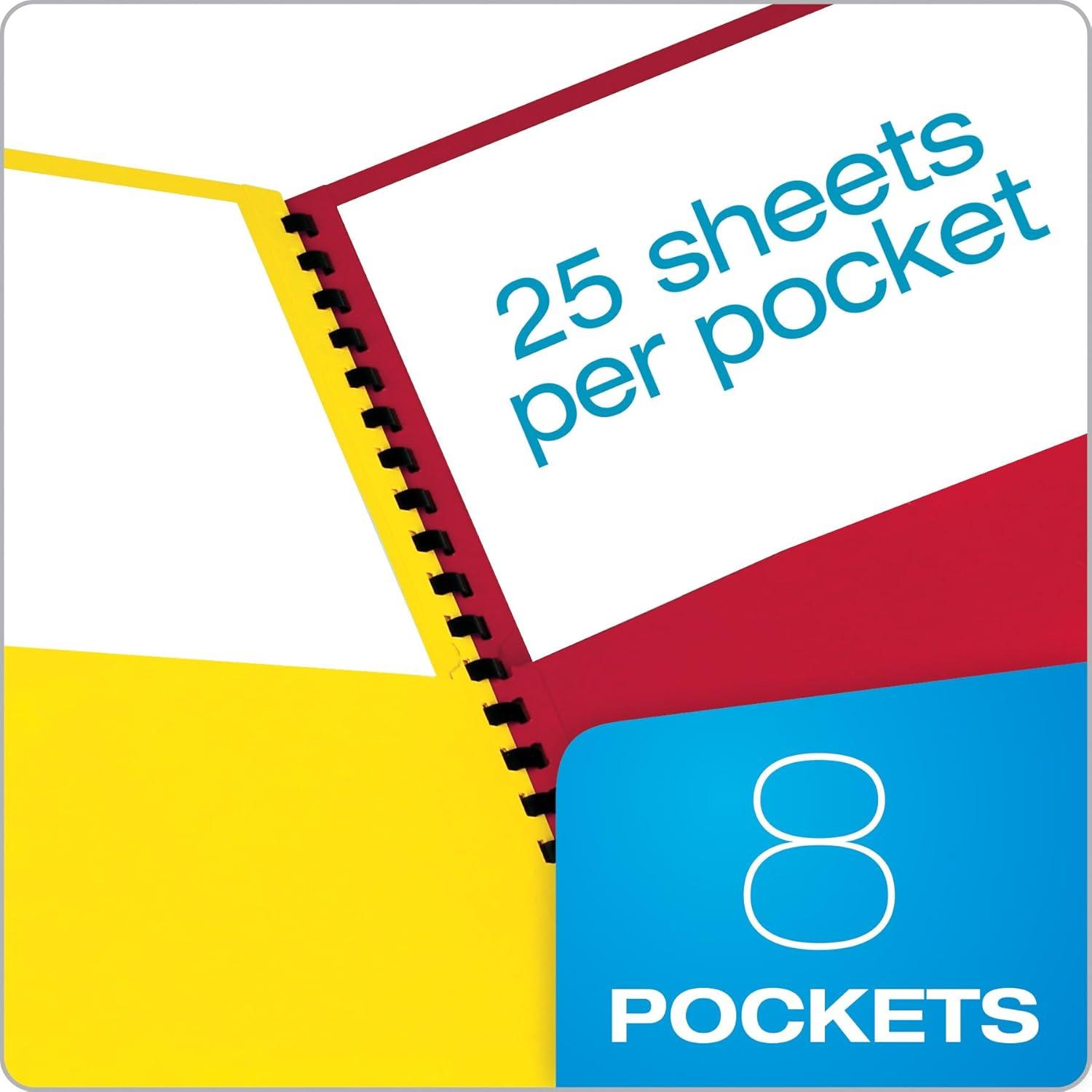 imageOxford 8Pocket Paper Folder Letter Size 200Sheet Capacity Multicolor Red Green Yellow Purple 99656 Multicilor 812quot x 11quot812 x 11