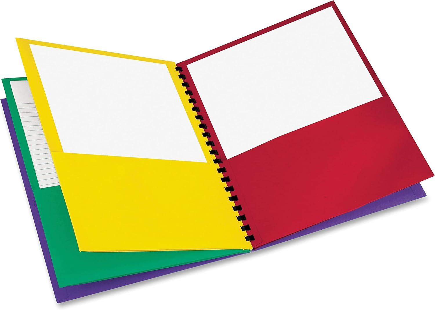 imageOxford 8Pocket Paper Folder Letter Size 200Sheet Capacity Multicolor Red Green Yellow Purple 99656 Multicilor 812quot x 11quot812 x 11