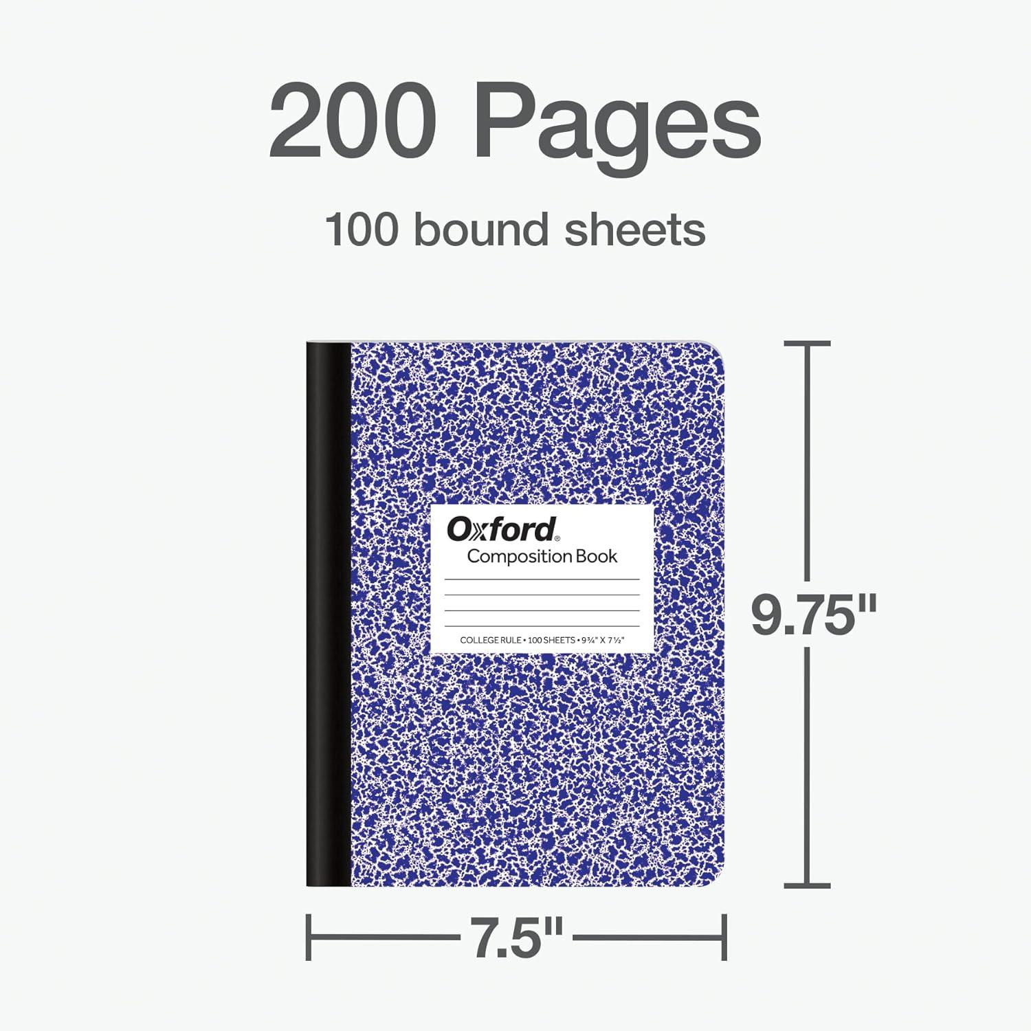 imageOxford Composition Notebooks 3 Pack Cover Colors Vary College Ruled Paper 934 x 712 Inch School Journals Assorted Marble Covers 100 Sheets per Book 1002518