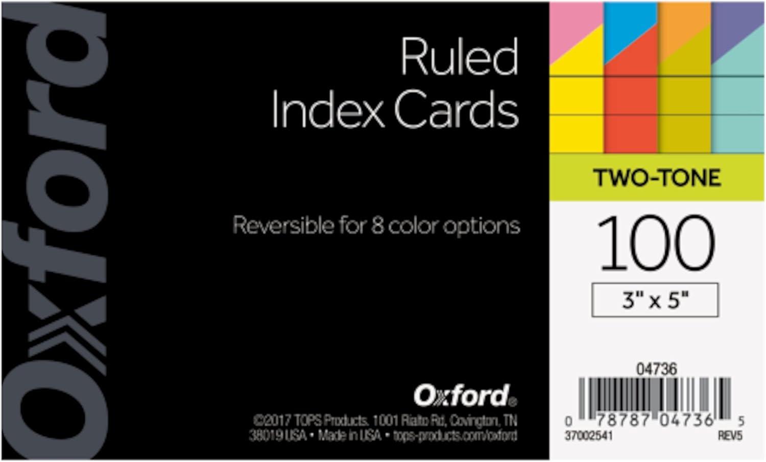 imageOxford Extreme Index Cards 3 x 5 Inches Assorted Colors 100 per pack 04736100 Count Pack of 2