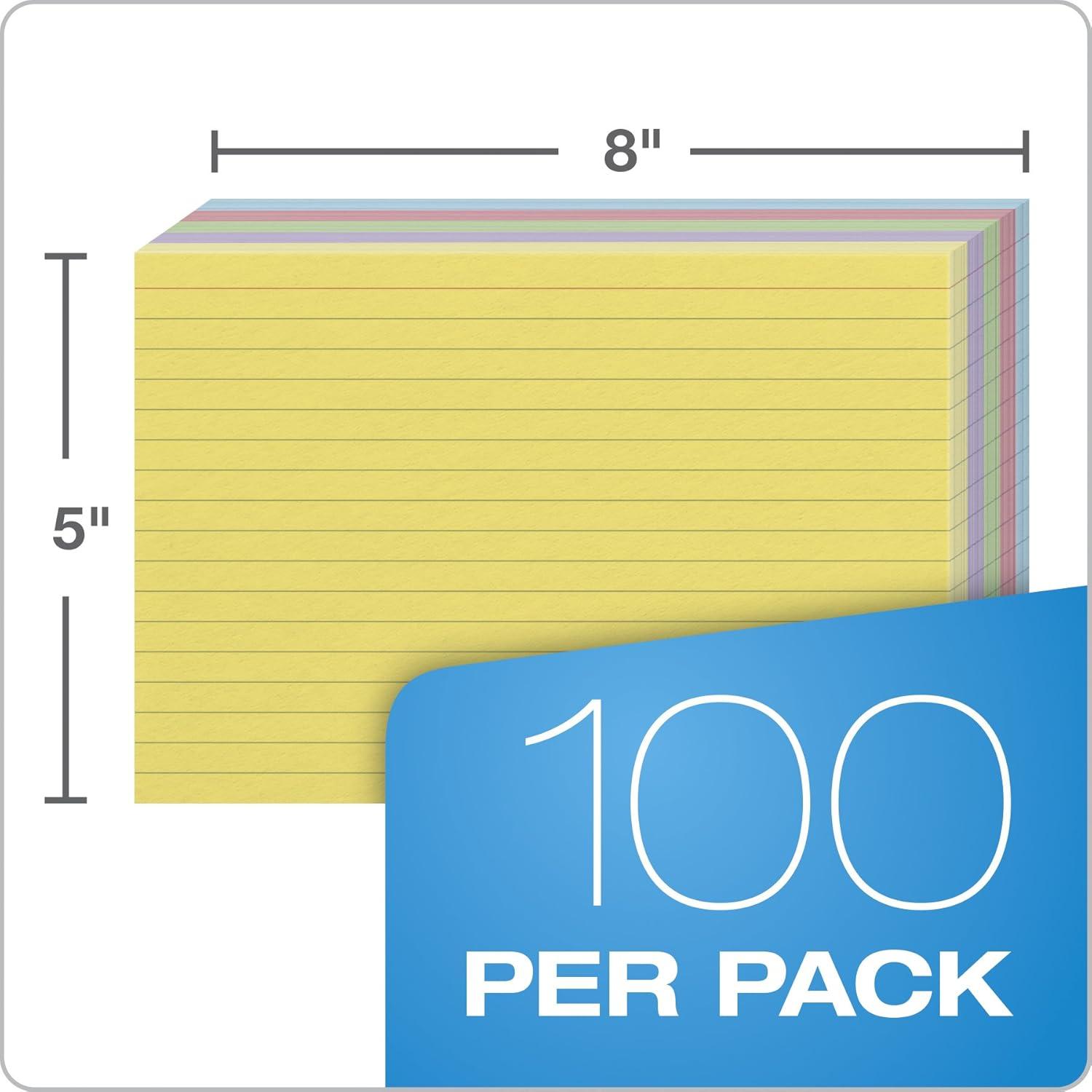 imageOxford Index Cards Assorted Colors 5quot x 8quot Ruled 100Pack 35810100Pack